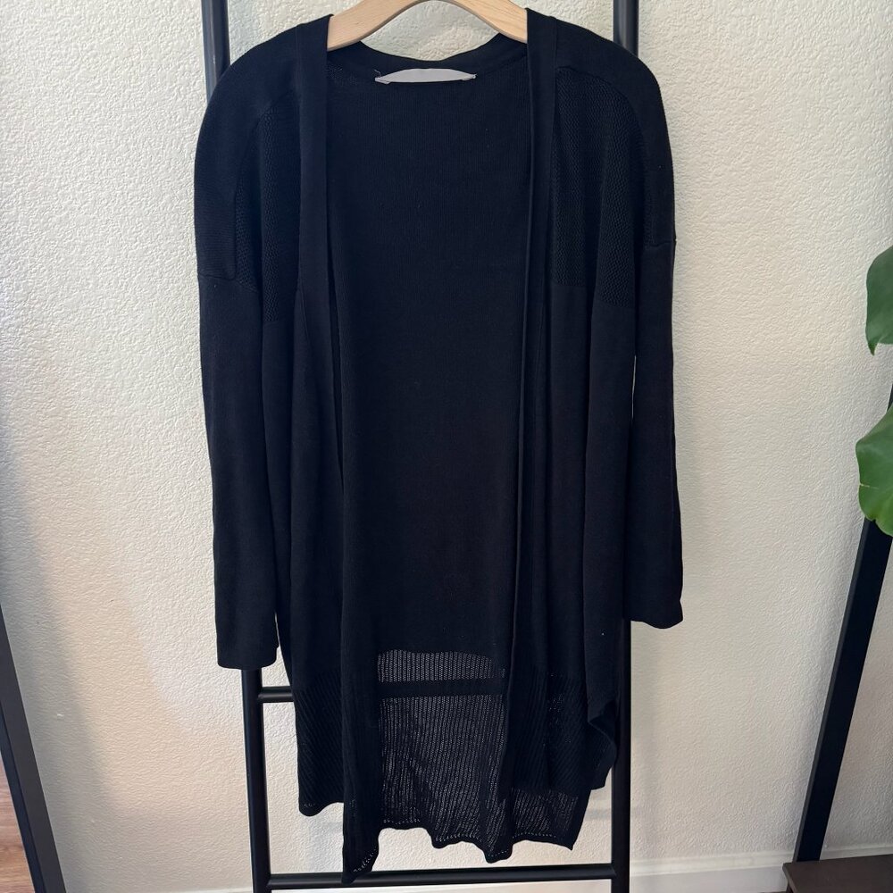 Athleta Black Split Hem Longline Black Cardigan S… - image 8